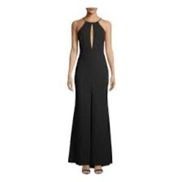 New Jay Godfrey Bertoia Evening Gown Black Crepe Cutout Sleeveless Long Dress 10 - Picture 1 of 13